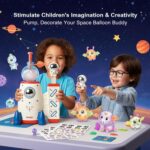 Space Magic DIY Balloons - 219 Pcs Sticky Balloon Maker Toy for Kids with Pump, Ballons Craft Kit with Bouncy Balloons, Stickers & Accessories, Gifts for Girls Boys Ages 3+ - Image 3