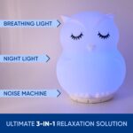 Mindfulness 'Breathing Owl' | 4-7-8 Guided Visual Meditation Breathing Light | 3 in 1 Device with Night Light & Noise Machine for ADHD Anxiety Stress Relief Sleep - Gift for Kids Adult Women Men - Image 3