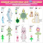 Funtopia Beads for Crafts, Pony Beads Keychain Making Kit, Bead Pets Art Crafts for Kids Beginners, Birthday Party DIY Craft for Girls Boys (1500 Bead, 30 Designs) - Image 3