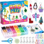 Funtopia Beads for Crafts, Pony Beads Keychain Making Kit, Bead Pets Art Crafts for Kids Beginners, Birthday Party DIY Craft for Girls Boys (1500 Bead, 30 Designs) - Image 9