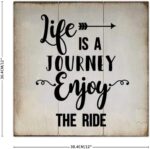 Wood Sign with Quotes Life is A Journey Enjoy The Ride Wooden Signs Personalized Rustic Wall Sign Home Bedroom Wall Decor Art Gift - Image 3