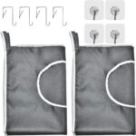 Durable hanging laundry hamper bag Behind door Space Saving with Stainless Steel Hooks Zip, For Bathroom,Kids room,Travel,College Dorm,2pack(Extra Large-Dark Grey) - Image 4
