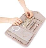 BAGSMART Travel Jewelry Organizer Roll Foldable Jewelry Case for Journey-Rings, Necklaces, Bracelets, Earrings, Soft Pink - Image 9