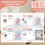 16 Pack Travel Vacuum Storage Bags with Rechargeable Wireless Electric Pump for Luggage, Suitcase, Carry-on Size Vacuum Seal Compression Space Saver Bags for Clothes and Clothing Travel - Image 4
