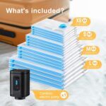 Combo 16 Pack Travel Vacuum Bags with Portable Electric Pump, Space Saver Vacuum Storage Bags for Clothing and Luggage, Travel Essentials - Image 3