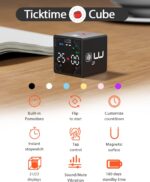 Pomodoro Timer Cube, Productivity Timer, Pause & Resume, Silent, Vibrate & Adjustable Sound Alert, for ADHD, Task, Work, Study, 1/3/5/10/15/25/45/60min & Custom Countdown, Black - Image 3