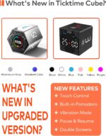 Pomodoro Timer Cube, Productivity Timer, Pause & Resume, Silent, Vibrate & Adjustable Sound Alert, for ADHD, Task, Work, Study, 1/3/5/10/15/25/45/60min & Custom Countdown, Black - Image 5