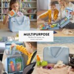 Kids Travel Organizer – Multi-Compartment, Water-Resistant Hanging Bag for Toys, Snacks, & Activities - Compact, Lightweight Design with Hook & Carry Handle - Perfect for Travel Use (Blue, Large) - Image 9