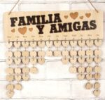 Family Birthday Reminder Wall Hanging Wooden DIY Birthday Tracker Plaque Wall Hanging Perpetual Calendar, Gift for Mom/Dad/Grandparents Personalized,Familia Y Amigas-JMZ - Image 7