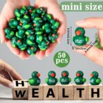 Realspring 50 Pcs Mental Health Awareness Duck Decor Mental Health Awareness Items Mini Resin Duck Figurine Miniature Animals Figurine Gifts for Family Coworkers Fundraiser(Green) - Image 3