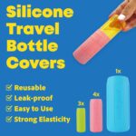 Multi-Size Silicone Bottle Covers for Travel – Leak-Proof Stretchable Sleeves & Safety Clip Locks, Silicone Covers for Travel Toiletries, Bottle Sleeves for Traveling Essentials - Image 4