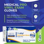 CARE PLUS Pro Vinyl Medical Examination Gloves, Size S, M, L, XL - 100 200 Count | Latex & Powder Free, Rubber, Non Sterile - Image 3