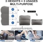 JefDiee Inflatable Foot Rest Pillow, Kids Airplane Bed, Adjustable 3 Layers Height Leg Rest Pillow, Airplane Travel Essentials Great for Office, Home, Trains, Cars - Image 3