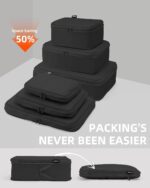 Compression Packing Cubes for Travel, 6-Piece Set (Large/Medium/Small), Double-Zip Luggage Organizers for Suitcase & Carry-On, Clothes Storage Bags (Pure Black, 6 Pack) - Image 3