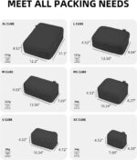 Compression Packing Cubes for Travel, 6-Piece Set (Large/Medium/Small), Double-Zip Luggage Organizers for Suitcase & Carry-On, Clothes Storage Bags (Pure Black, 6 Pack) - Image 5