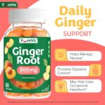 YumVs Ginger Gummies – 500 mg Ginger Root Extract – Peach Flavor, 60 Count – Natural Nausea Relief, Digestion & Immune Support – Ginger Supplement for Women & Men – Vegan, Non-GMO, Gelatin-Free - Image 4
