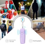 Visomen Personal Safety Alarm Keychain,Loud Siren with Flashing Lights, Portable Emergency Device, 3-Pack, Purple Blue White,Gifts for Women,Children,Presents for Elders - Image 3
