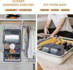 Surblue Hanging Shelves Travel Storage Bag Compression Packing Cube for Suitcase Collapsible with Extension Layer Large Capacity, Grey,XL - Image 3
