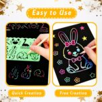 heynsgu 50Pcs Rainbow Scratch Paper Art Notebooks, Black Magic Sketch Book Pads with Stencils for Kids Crafts Artist Drawing Activity Toy Christmas Brithday Gifts Ages 3-12 - Image 3