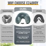 Travel Neck Pillow Stuffable with Clothes, Stuffable Neck Pillow for Travel, Packable Fillable Storage Bag for Airplane Travel, Soft Velvet Neck Pillow Case Cover - Image 6