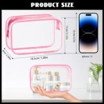 16-Piece Makeup Bags, Waterproof Toiletry Bag Carry Pouch Portable Cosmetic Bag PVCTravel Clear Pouches Carry-on Travel Essentials Transparent Storage Organizer Bag (Rose Pink-M) - Image 3