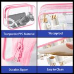 16-Piece Makeup Bags, Waterproof Toiletry Bag Carry Pouch Portable Cosmetic Bag PVCTravel Clear Pouches Carry-on Travel Essentials Transparent Storage Organizer Bag (Rose Pink-M) - Image 5