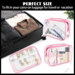 16-Piece Makeup Bags, Waterproof Toiletry Bag Carry Pouch Portable Cosmetic Bag PVCTravel Clear Pouches Carry-on Travel Essentials Transparent Storage Organizer Bag (Rose Pink-M) - Image 8