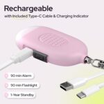 Weten Rechargeable Personal Alarm Keychain - 130dB Siren & LED Light - Stylish Personal Safety Alert for Women to Carry - Panic Button Alarm for Security - Rape Whistle for Self Defense (Pink) - Image 5