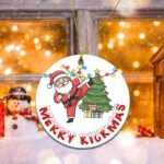 Santa Karate Christmas Ornament - Round Ceramic 3", Martial Arts for Taekwondo Boys Girls, Holiday Season Decorations - Image 5