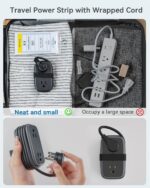 Travel Power Strip with USB Ports, NTONPOWER 4ft Flat Plug Wrapped Around Short Extension Cord with 4 Outlets 3 USB Ports, Compact for Cruise Travel Essential Hotel Home Office, Black - Image 3