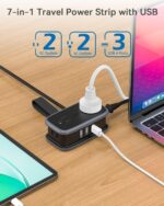 Travel Power Strip with USB Ports, NTONPOWER 4ft Flat Plug Wrapped Around Short Extension Cord with 4 Outlets 3 USB Ports, Compact for Cruise Travel Essential Hotel Home Office, Black - Image 4