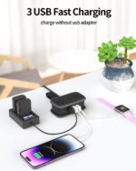 Travel Power Strip with USB Ports, NTONPOWER 4ft Flat Plug Wrapped Around Short Extension Cord with 4 Outlets 3 USB Ports, Compact for Cruise Travel Essential Hotel Home Office, Black - Image 5