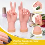 krofaue Nail Practice Hand - Practice Nail Tips Art Trainer Training Hand Tool Flexible Bendable Movable Fake Mannequin Right Hand Manicure Tool 1PCS - Image 3