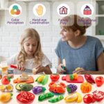 Pretend Play Food for Kids Kitchen, 78Pc Cutting Toy Food with Storage Bag - Image 3