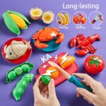 Pretend Play Food for Kids Kitchen, 78Pc Cutting Toy Food with Storage Bag - Image 5