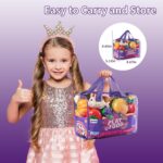 Pretend Play Food for Kids Kitchen, 78Pc Cutting Toy Food with Storage Bag - Image 6