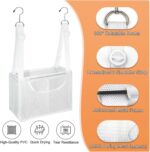 PVC Mesh Hanging Shower Caddy Organizer with 2pc Magnetic Hooks, Portable Adjustable Travel Bathroom Bag with Pockets for RV, Camping, Cruise, Dorm, Gym, White, 12“x5 x7（LxWxH） - Image 3