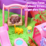 Pet Sensory bin,Dog and Cat Sandbox for Kids,Kids Play Sand Kit,Pet Play Set with Sensory Sand,Pet Care Play Set,Role Pretend Play Beach Toy Birthday Gift for Girls Boys 3 4 5 6 Years Old - Image 5