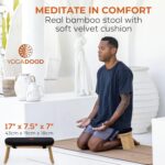 Yoga Dood Meditation Bench - Folding Bamboo Meditation Stool with Velvet Cushion & Carry Bag, Seiza Prayer Bench - Image 3