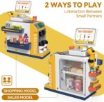 Cash Register Playset for Kids - 48PCS Pretend Play Money, Calculator, Scanner, Credit Card and Play Food for Boys and Girls Ages 3+ (668-125) - Image 3