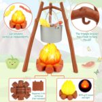 Kids Camping Toys Set, Pretend Play with Campfire, Pretend Cutting Food for Play Kitchen Camping Gear for Kitchen Indoor Outdoor Camping Toys for Kids Toddlers Boys Age 3 4 5 6 7 8+ - Image 5