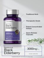 Horbäach Black Elderberry | 3000mg Capsules | 180 Count | Non-GMO, Gluten Free | Sambucus Extract Supplement - Image 4