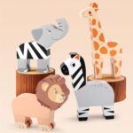 Joyreal Magnetic Mix or Match Jungle Animals Toy Play Set, 16 Pcs Wooden Building Blocks Play Set Toy for 1 Year Old, Fine Motor Montessori Game Preschool Educational Gift for Ages 1-5 - Image 4