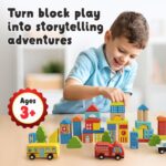 Highlights™ Wooden City Building Blocks – 100‑Piece Stacking Set with Vehicles, Plane & Barrel Storage – Creative Play Blocks for Toddlers, Problem Solving & Imagination – Ages 3+ - Image 4