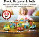 Highlights™ Wooden City Building Blocks – 100‑Piece Stacking Set with Vehicles, Plane & Barrel Storage – Creative Play Blocks for Toddlers, Problem Solving & Imagination – Ages 3+ - Image 7