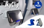 The SkyClip Airplane Cell Phone Back of Seat Inflight Tray Table Clip and Sturdy Phone Stand, Compatible with iPhone, Android, Tablets, and Readers, Travel Must Have (Blue 2 Pack) - Image 3