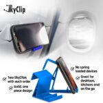 The SkyClip Airplane Cell Phone Back of Seat Inflight Tray Table Clip and Sturdy Phone Stand, Compatible with iPhone, Android, Tablets, and Readers, Travel Must Have (Blue 2 Pack) - Image 4