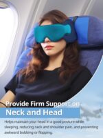Travel Pillows for Airplanes, 360° Head Support for Long Flight, Soft Airplane Pillow with 3D Eye Mask for Sleeping, Stop Bobblehead, Airplane Headrest Gadgets, Light Black - Image 3