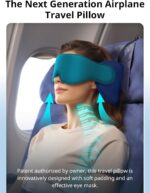 Travel Pillows for Airplanes, 360° Head Support for Long Flight, Soft Airplane Pillow with 3D Eye Mask for Sleeping, Stop Bobblehead, Airplane Headrest Gadgets, Light Black - Image 4