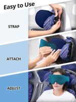 Travel Pillows for Airplanes, 360° Head Support for Long Flight, Soft Airplane Pillow with 3D Eye Mask for Sleeping, Stop Bobblehead, Airplane Headrest Gadgets, Light Black - Image 6